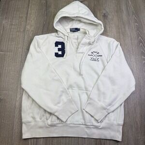 Vintage Polo Ralph Lauren #3 RLPC Rugby Henley Hoodie Y2k Big Logo Mens Size XXL
